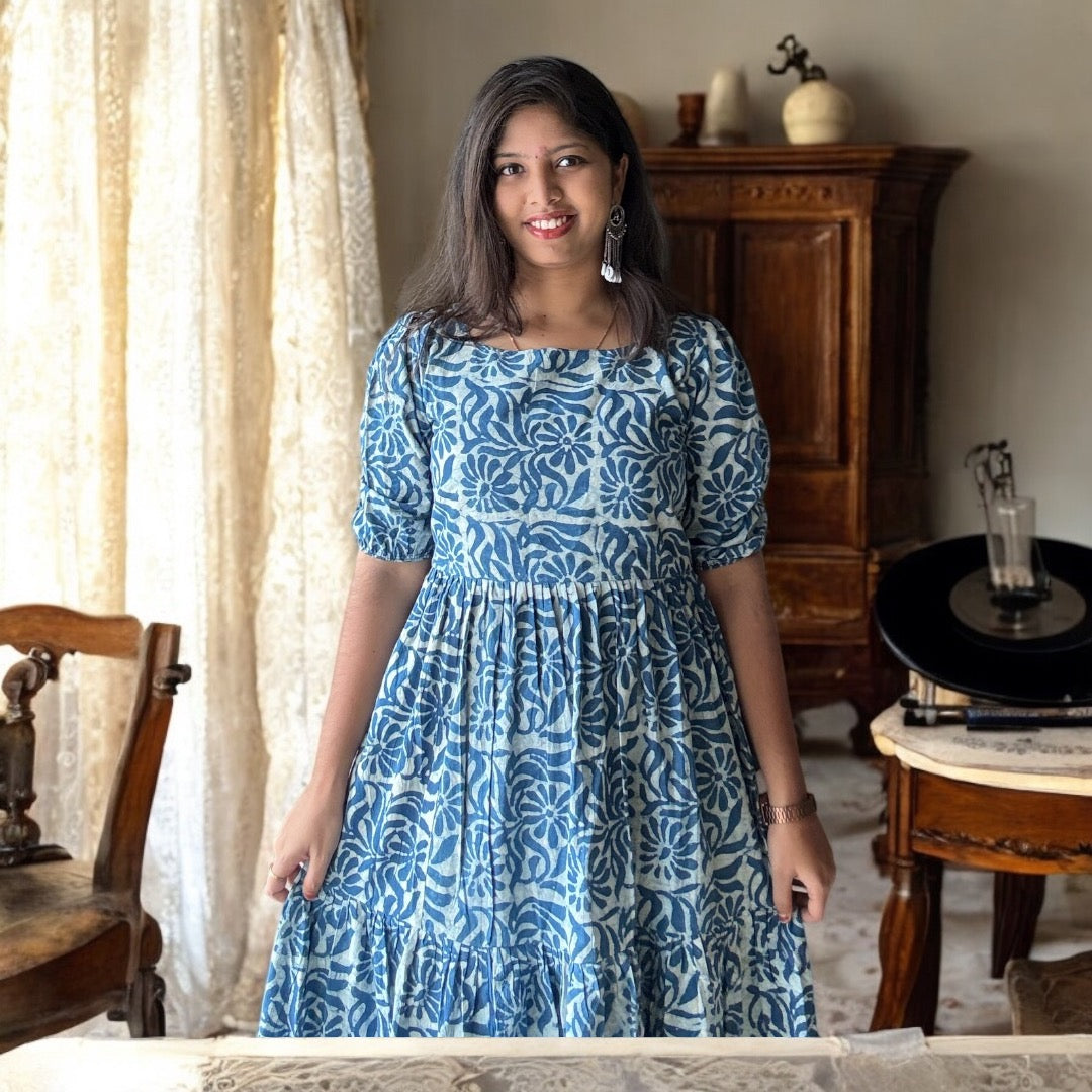 Indigo floral dress