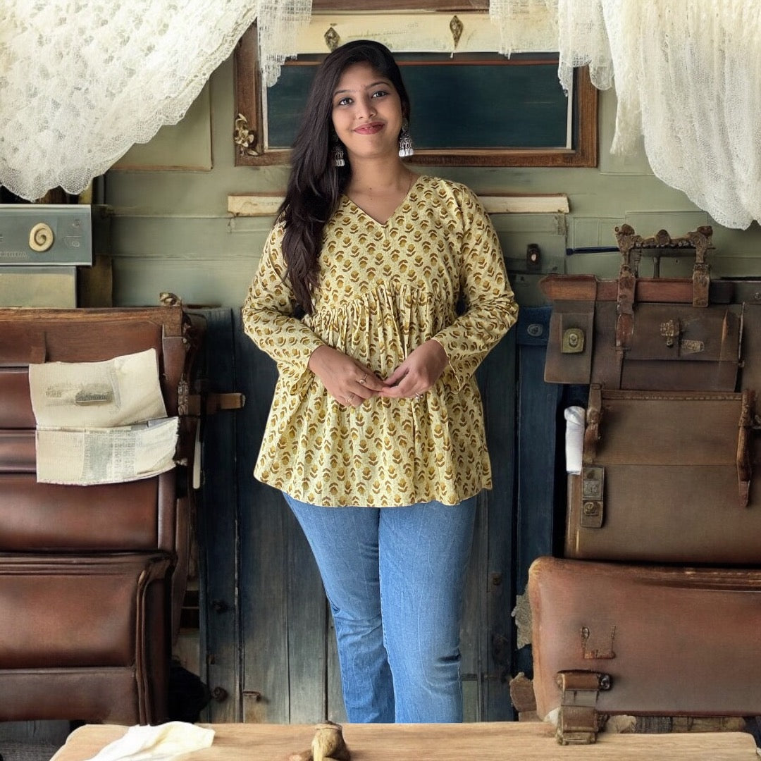 Sandal Peplum Block Printed Tops