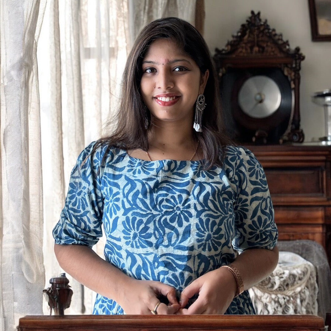 Indigo floral dress